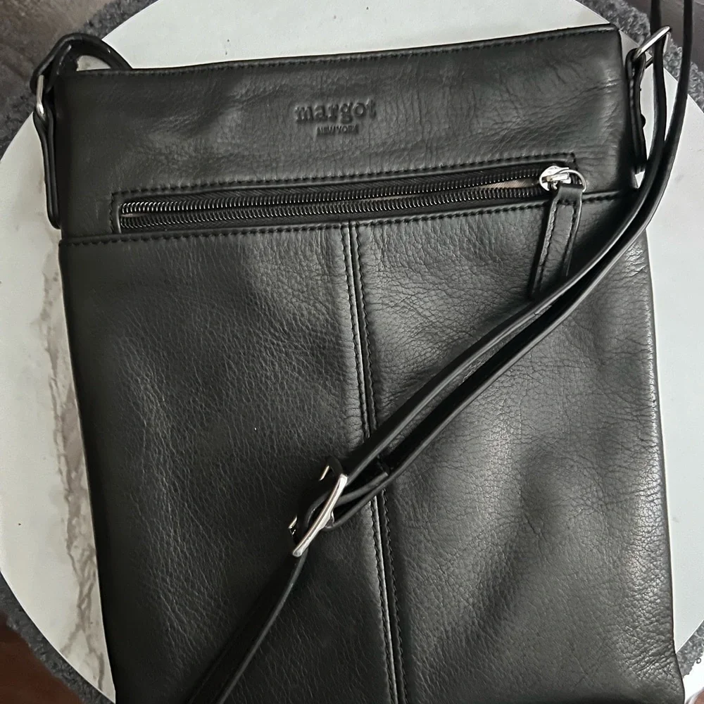 Margot Black Leather Crossbody Bag